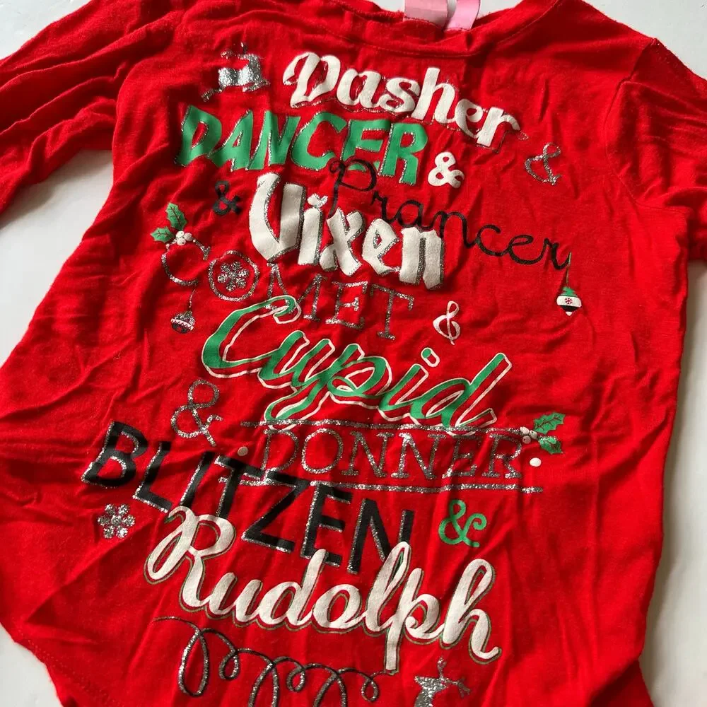 J. Khaki Girls' Red Rudolph Christmas Tee - Small
